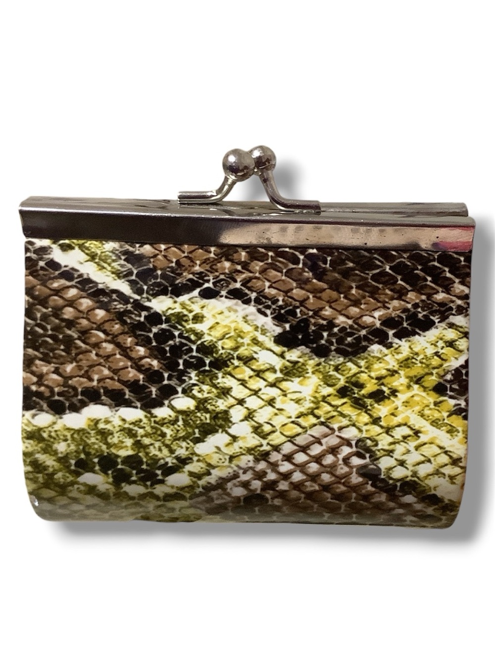 Classic Reptile-Print Coin Purse - Green & Brown
